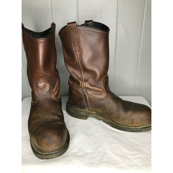 Red Wing Pecos Boots Mens Size 11 Brown Leather Work Oil Slip Steel Toe 2405 USA - Picture 1 of 8